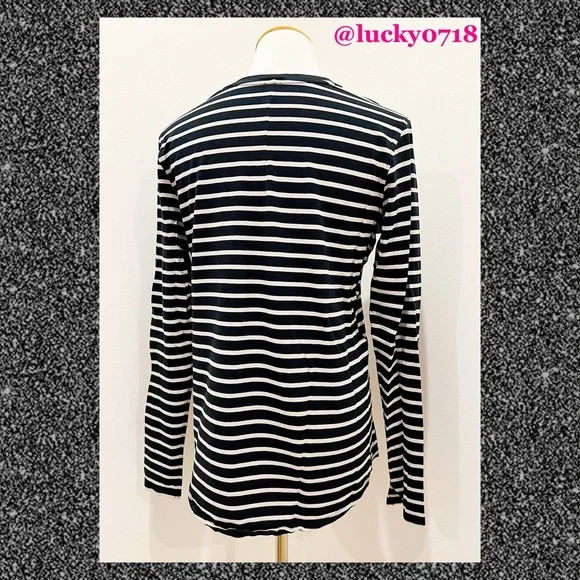 Lululemon Ever Ready Long Sleeve Top In Yachtie Stripe Black Chrome Sz 6 - Picture 6 of 8